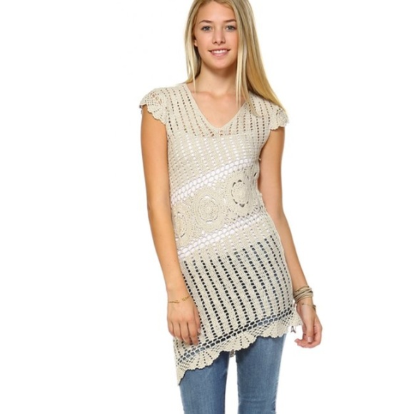 Women's BOHO Crochet Cover Up Tunic - Picture 1 of 4